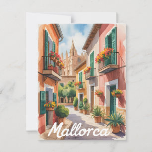 Mallorca watercolor postcard