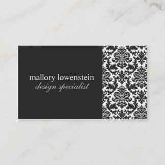 Mallory #2 Chic Black Damask Business Card