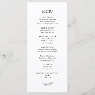 Mallory Elegant Modern Wedding Reception Dinner Menu