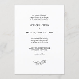 Mallory Elegant Simple Botanical Leaf Wedding Invitation