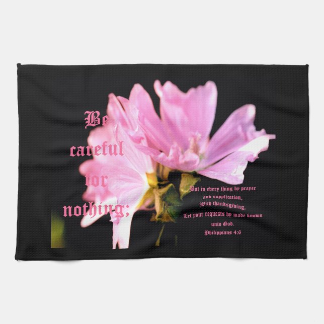 Mallow Bouquet Philippians 4:6 Tea Towel (Horizontal)