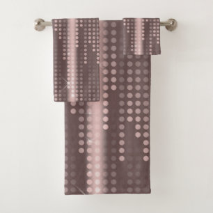 Mallow Grey Rose Gold polka dots matrix Bath Towel Set