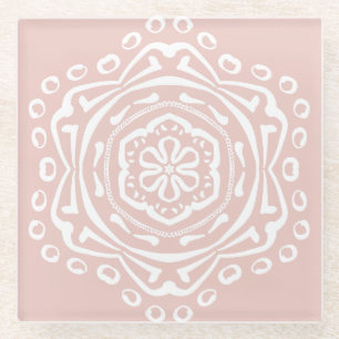 Mallow Mandala Glass Coaster