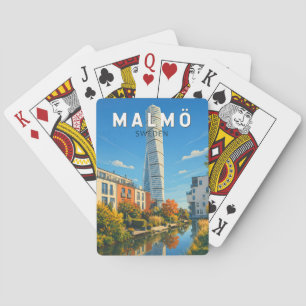 Malmo Sweden Illustration Travel Art Vintage Playing Cards