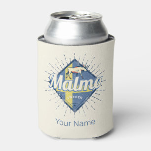Malmo Sweden Retro Flag Vintage Moose Souvenir Can Cooler