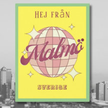 Malmö Sweden Sverige retro colourful Postcard