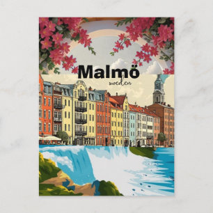 Malmö Sweden Travel Poster Postcard