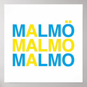 MALMO Swedish Flag Poster