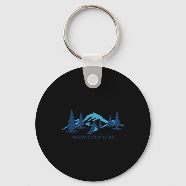 Malone New York Ski Resort Skiing Skier  Key Ring (Front)