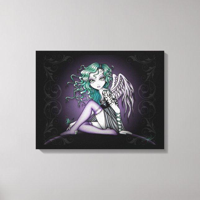 "Malory" Cute Green Tattoo Angel Canvas Print (Front)