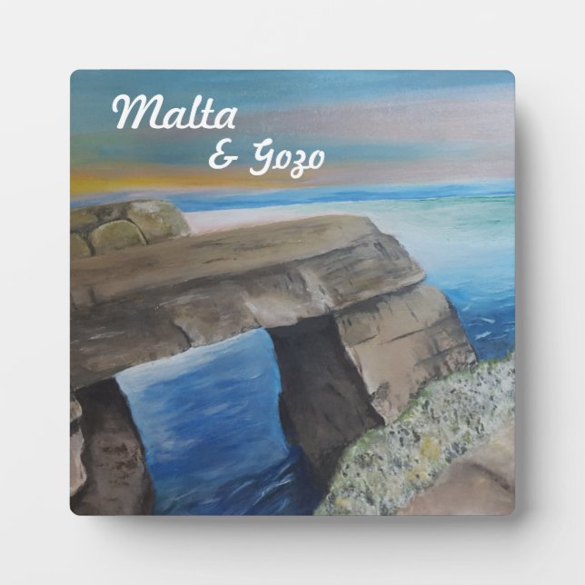 Malta and Gozo Souvenir Tabletop Plaque with Easel (Front)