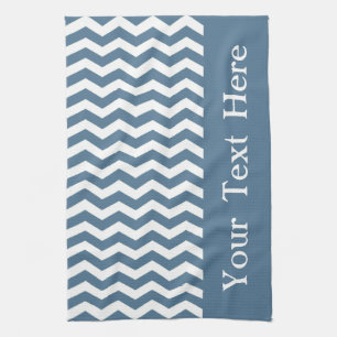 Malta Blue Wave Chevron customisable Tea Towel
