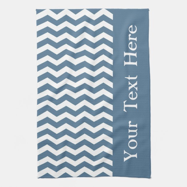 Malta Blue Wave Chevron customisable Tea Towel (Vertical)