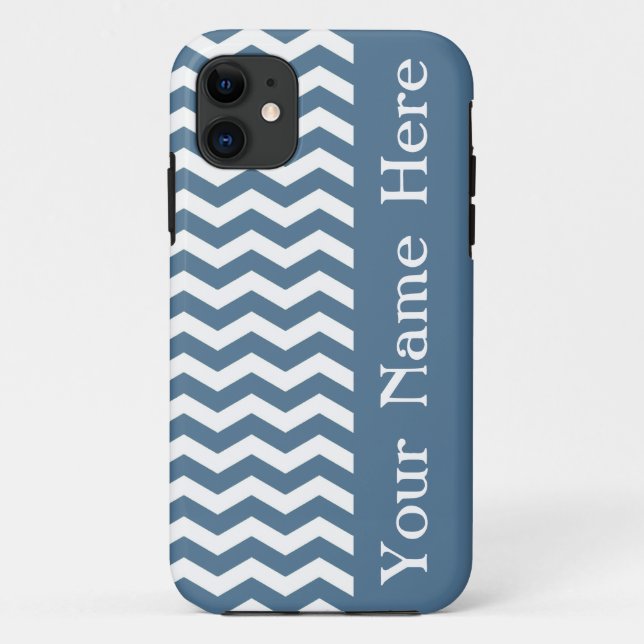 Malta Blue Wave Chevron with name Case-Mate iPhone Case (Back)