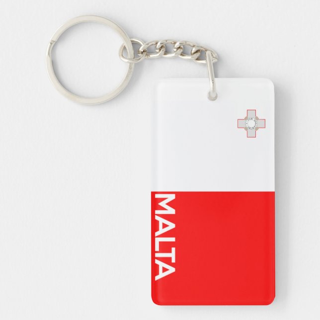 malta country flag symbol name text key ring (Front)