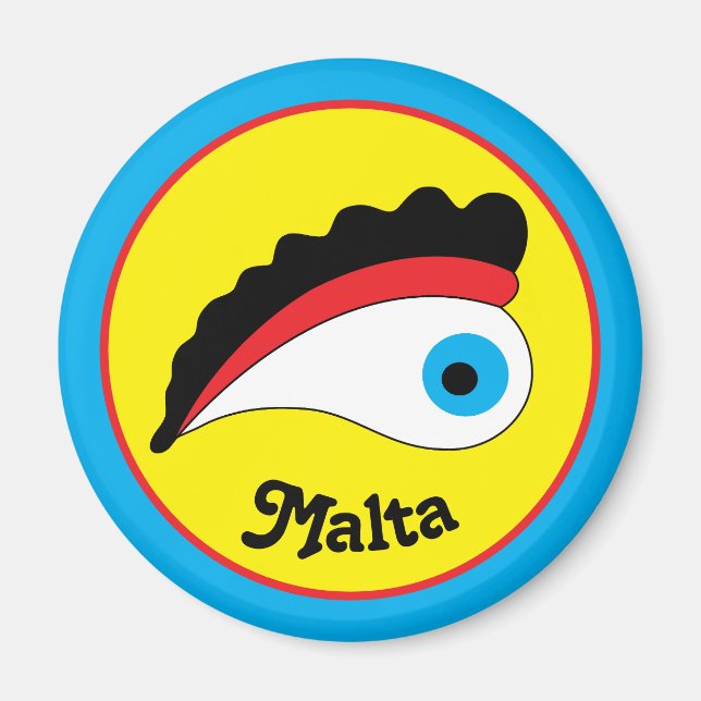 Malta Fishing Boat Lucky  Eye Colourful Magnet (Front)