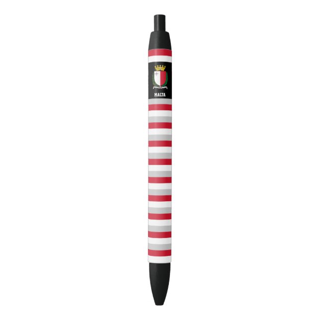 Malta Flag Cute Patriotic Black Ink Pen (Front Vertical)