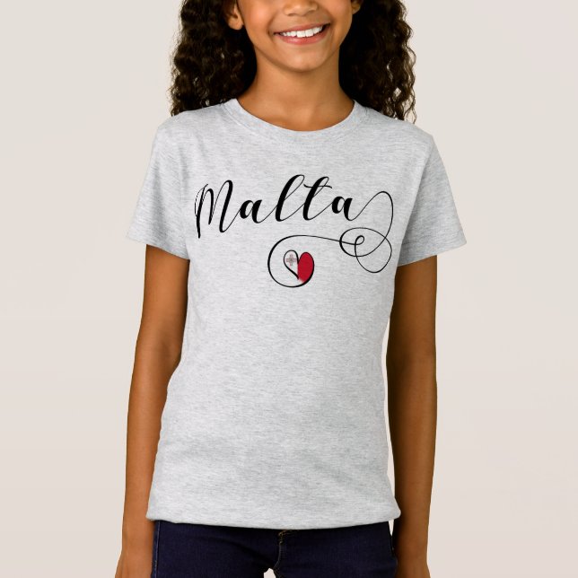 Malta Flag Heart T-Shirt (Front)