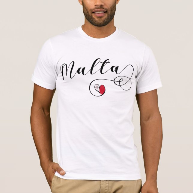 Malta Flag Heart T-Shirt (Front)