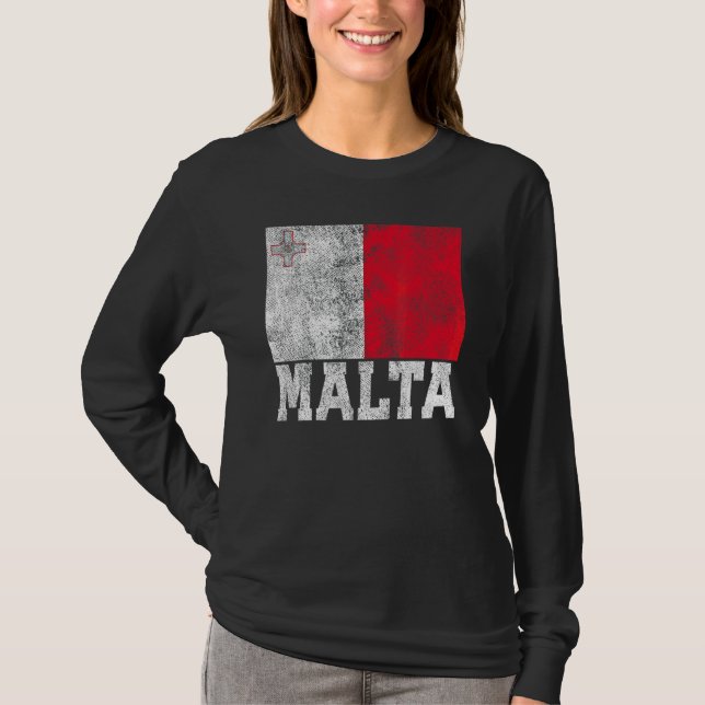 Malta Flag National Pride Roots Country Family Nat T-Shirt (Front)