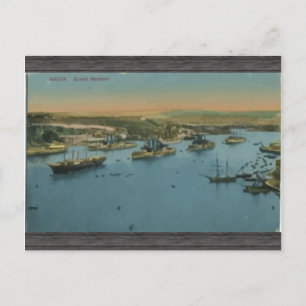 Malta - Grand Harbour, Vintage Postcard