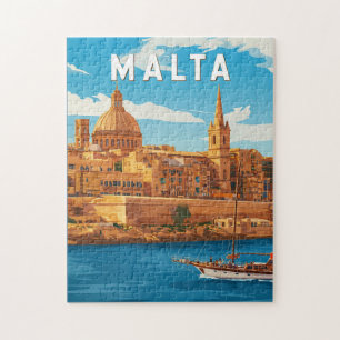 Malta Illustration Travel Art Vintage Jigsaw Puzzle