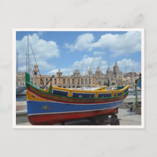 Malta Island Gozo Fishing Boat Photo Postcard