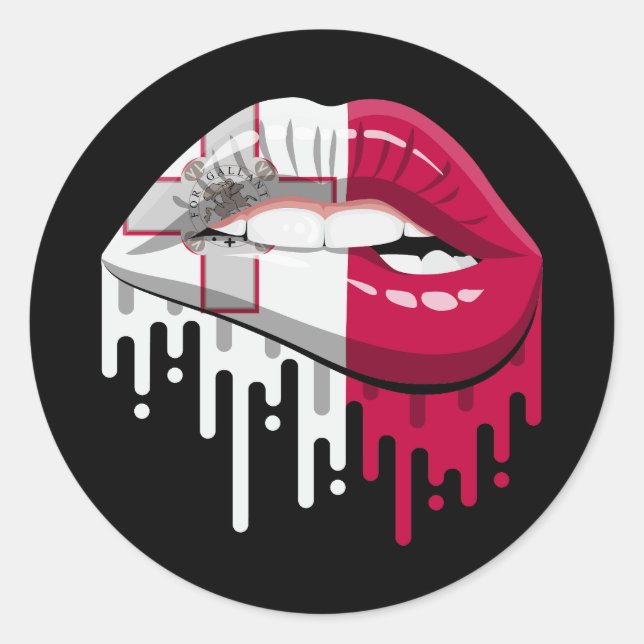 Malta lips pride root flag classic round sticker (Front)