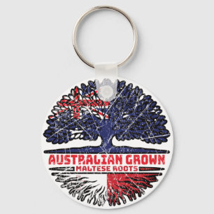 Malta Maltese Australian Australia Tree Roots Flag Key Ring