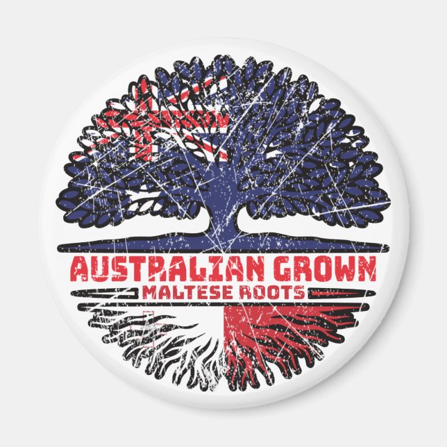 Malta Maltese Australian Australia Tree Roots Flag Magnet (Front)