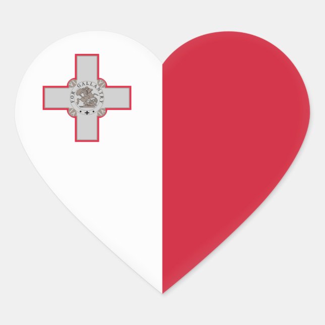 Malta (Maltese) Flag Heart Sticker (Front)