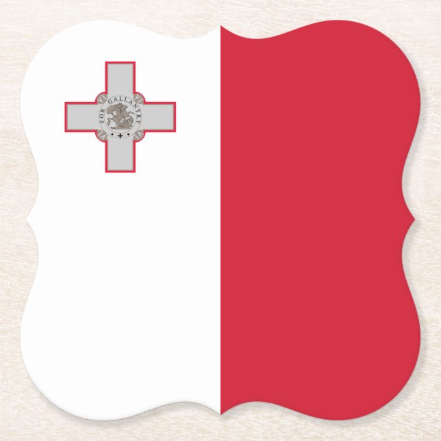 Malta (Maltese) Flag Paper Coaster (Front)