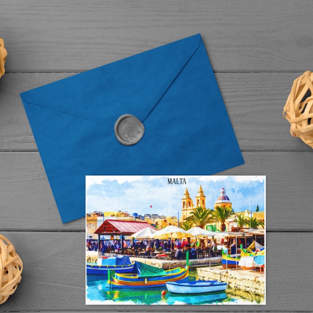 Malta Mediterranean Panorama View  Postcard (malta panorama view harbour)