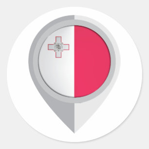 Malta Pin Location Flag  Classic Round Sticker