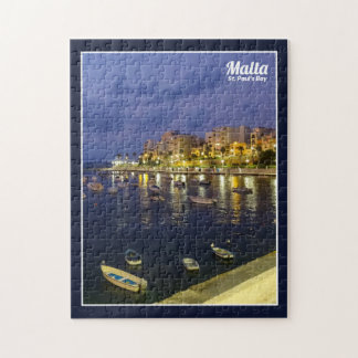 Malta St. Paul's Bay By Night Mediterranean Island Jigsaw Puzzle