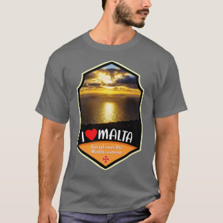 Malta Sunset Over Mediterranean Sea T-Shirt