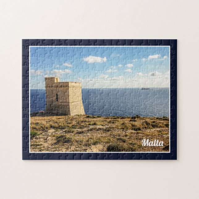 Malta Tal Hamrija Tower And Filfla Island Jigsaw Puzzle (Horizontal)
