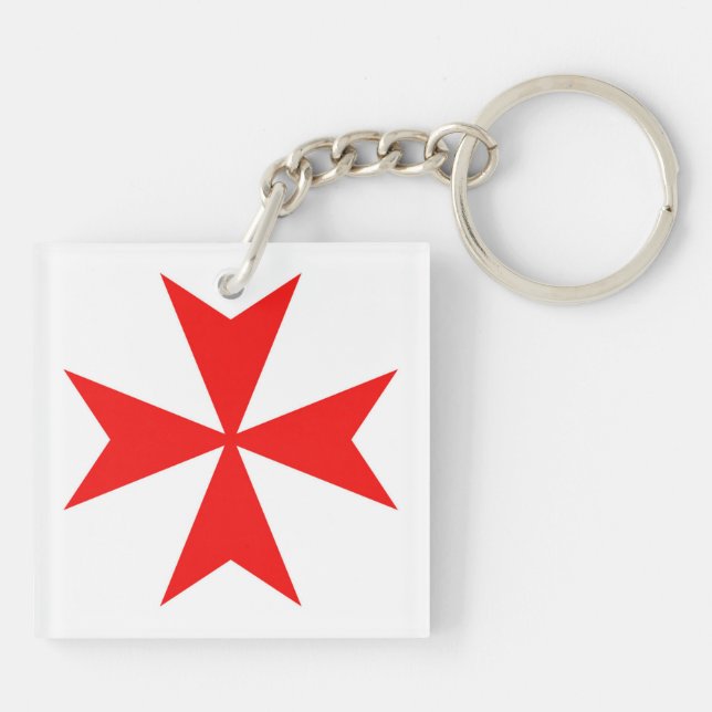malta templar knights red cross religion symbol key ring (Back)