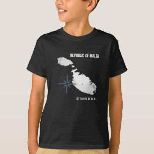 Malta Travel Island Coordinates Map T-Shirt