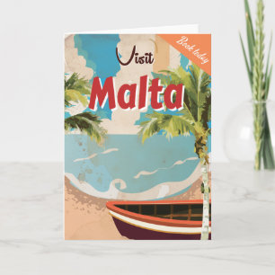 Malta vacation Vintage Travel Poster. Holiday Card