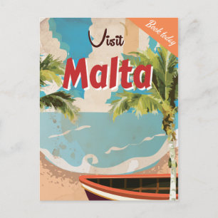 Malta vacation Vintage Travel Poster. Postcard