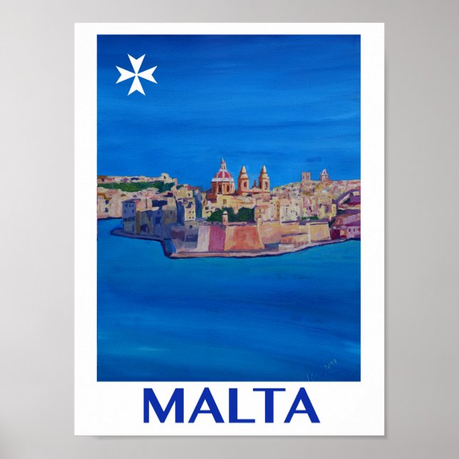 Malta Valetta Retro Poster (Front)