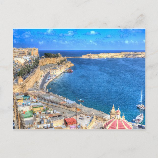 Malta Valletta Harbour Postcard (Front)