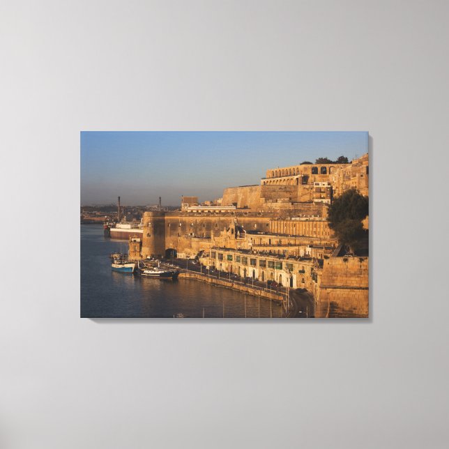 Malta, Valletta, harbour view from Lower Barrakka Canvas Print (Front)