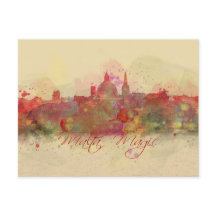 Malta Valletta Red Coastline Watercolor