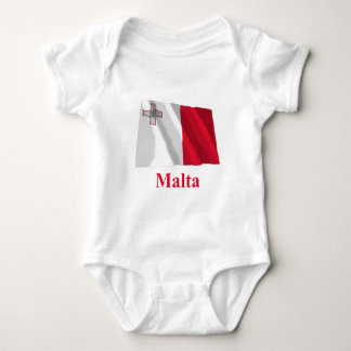 Malta Waving Flag with Name Baby Bodysuit