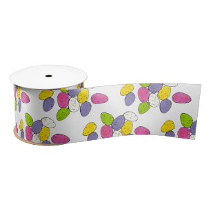 Malted Milk Eggs Happy Easter Basket Candy Satin Ribbon