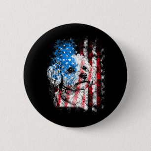 Maltese 4th of July Dog Lover Men Women American 6 Cm Round Badge