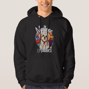 Maltese Addict Dog Mom Puppy Colorful Pet Fur Baby Hoodie