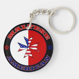 Maltese American Cross Ensign Matla Keychain